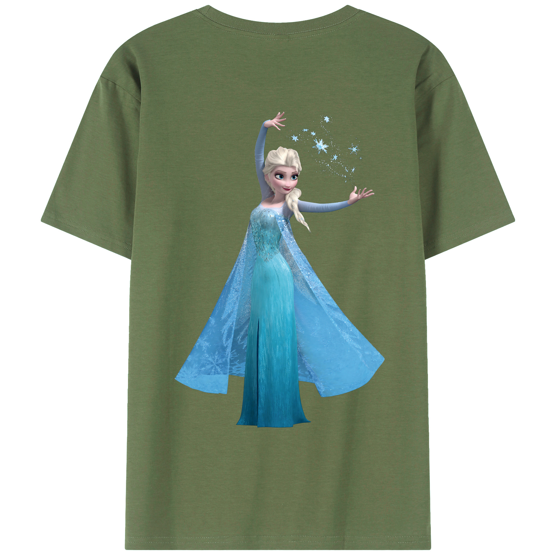 （画像用） アナと雪の女王 アンナ エルサ Frozen Anna Elsa 綿100％ メンズ半袖Tシャツ（バックプリント） 通気性